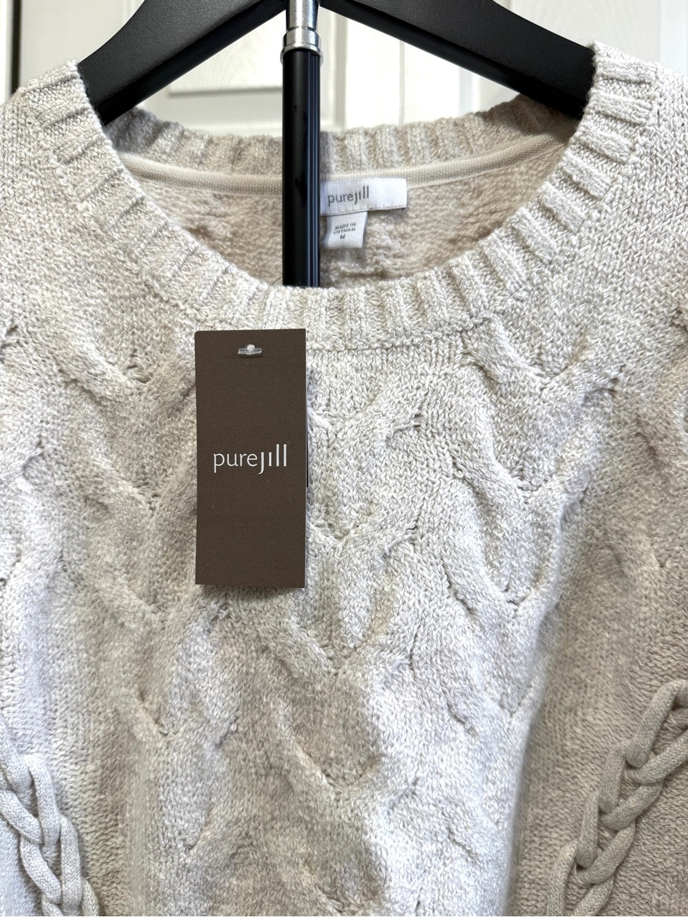 J. Jill Cream Cable-Knit Crew Sweater - Picture 2 of 7